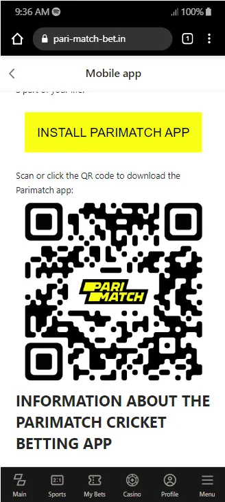 Install parimatch app android
