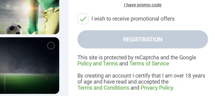 22Bet Registration button